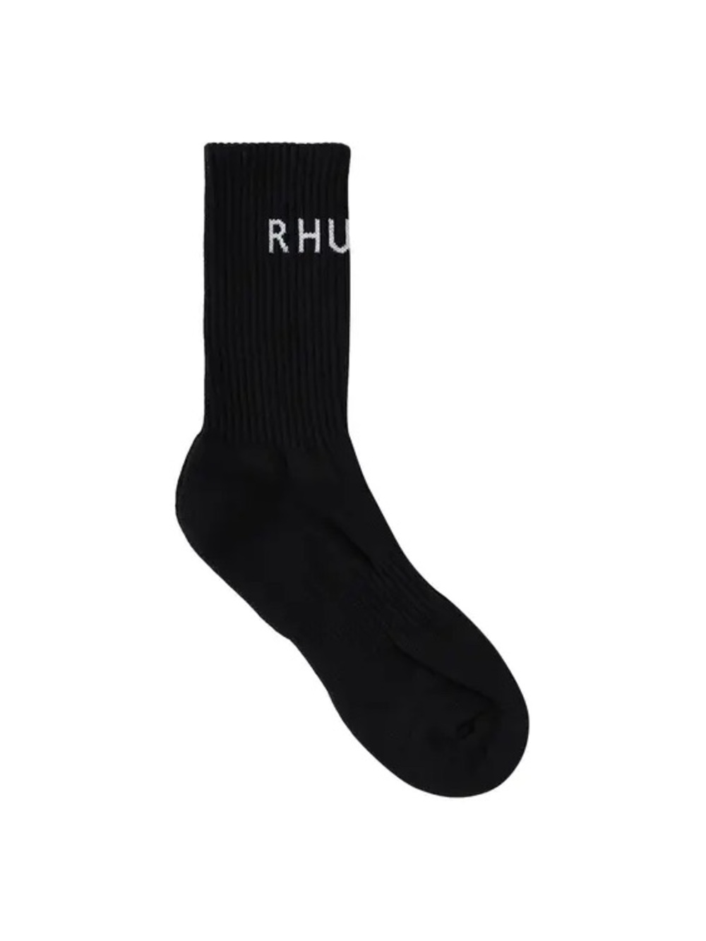 Rhude Classic Embroidered Logo Sock 'Black/White' SS25 Black Crew Socks Men's
